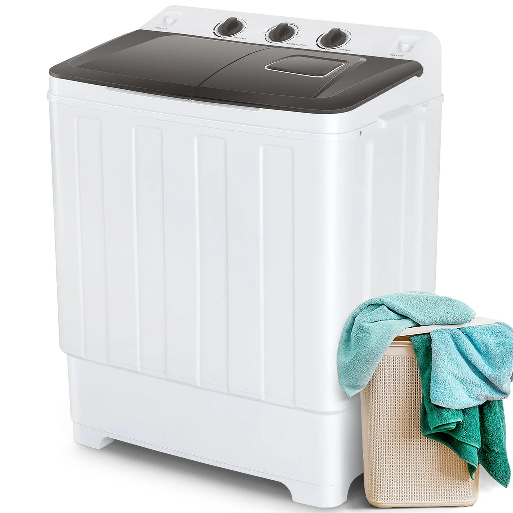 30Lbs Portable Washing Machine with Built-in Drain Pump, Washer and Spin Dryer Combo (19Lbs+11Lbs), for Apartments, Dorms, RVs