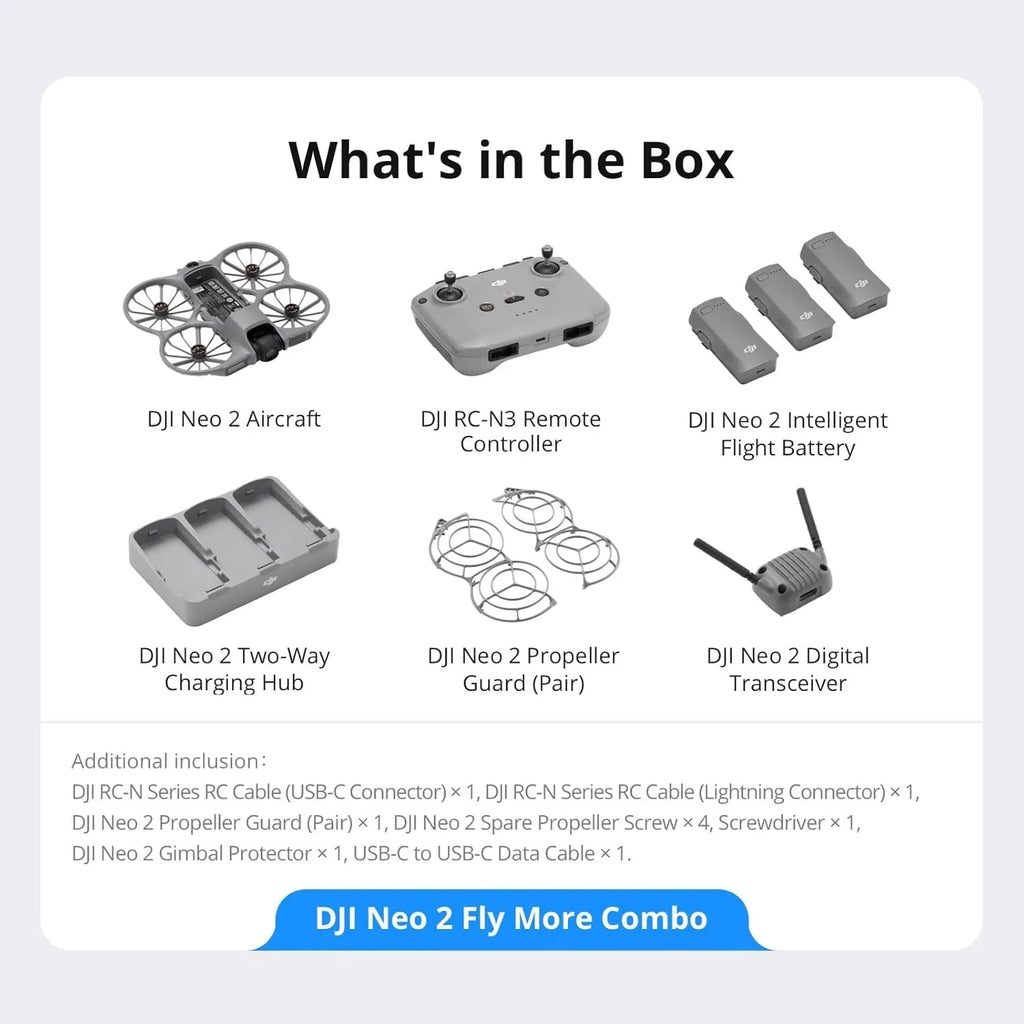 DJI Neo 2 4K Mini Drone Combo with RC-N3 Controller, Smart Tracking, Stable Transmission, Foldable Design, 3 Battery Kit