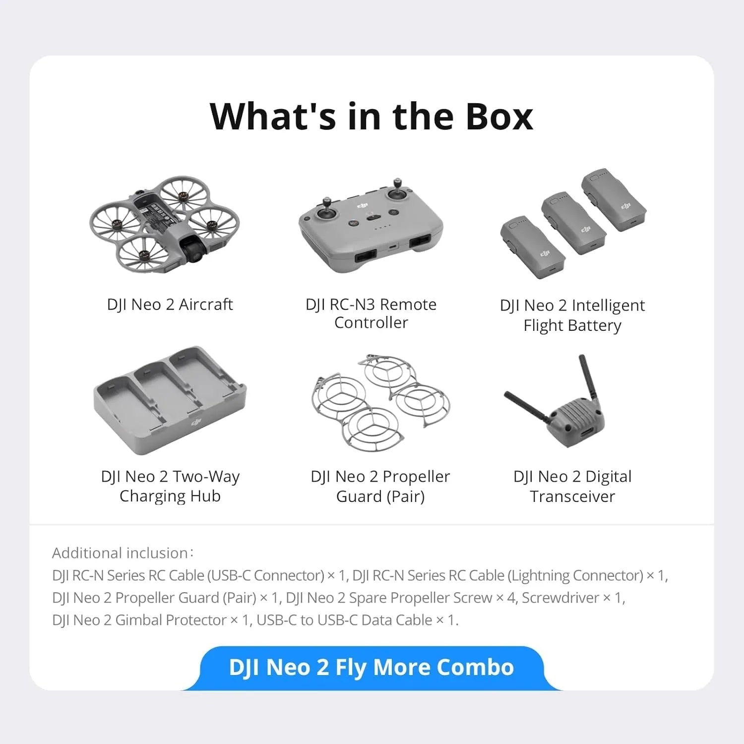 DJI Neo 2 4K Mini Drone Combo with RC-N3 Controller, Smart Tracking, Stable Transmission, Foldable Design, 3 Battery Kit