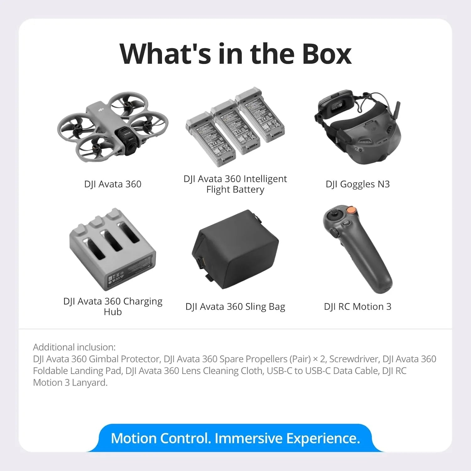 DJI Avata 360 Motion Fly More Combo, 8K 360° Camera with 1-Inch Sensor, FPV Drone, Goggles N3 & RC Motion 3, Easy ACRO