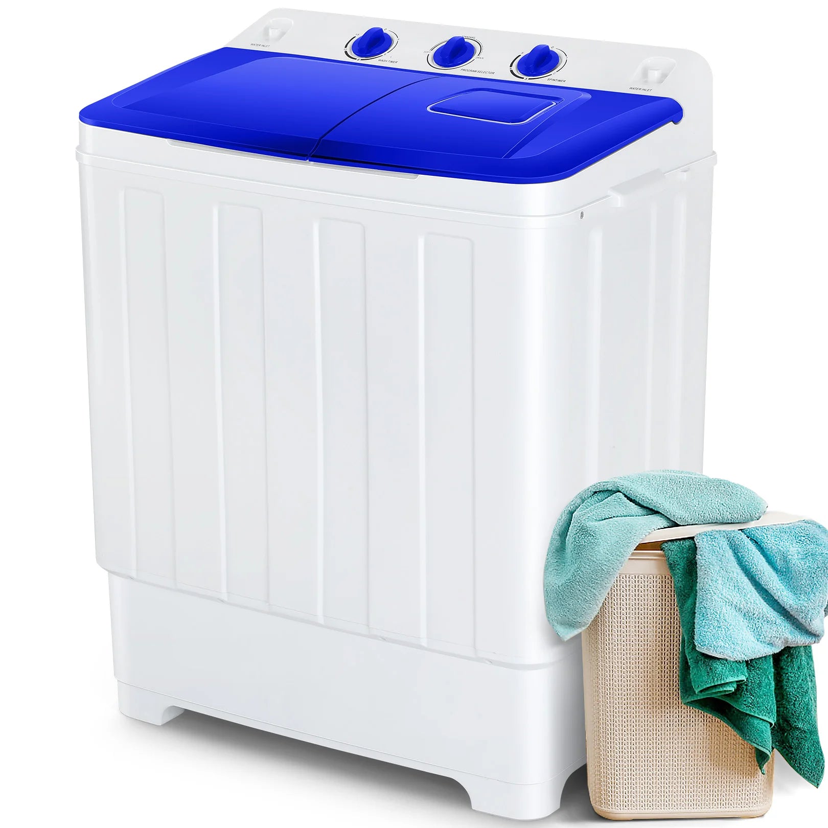 30Lbs Portable Washing Machine with Built-in Drain Pump, Washer and Spin Dryer Combo (19Lbs+11Lbs), for Apartments, Dorms, RVs