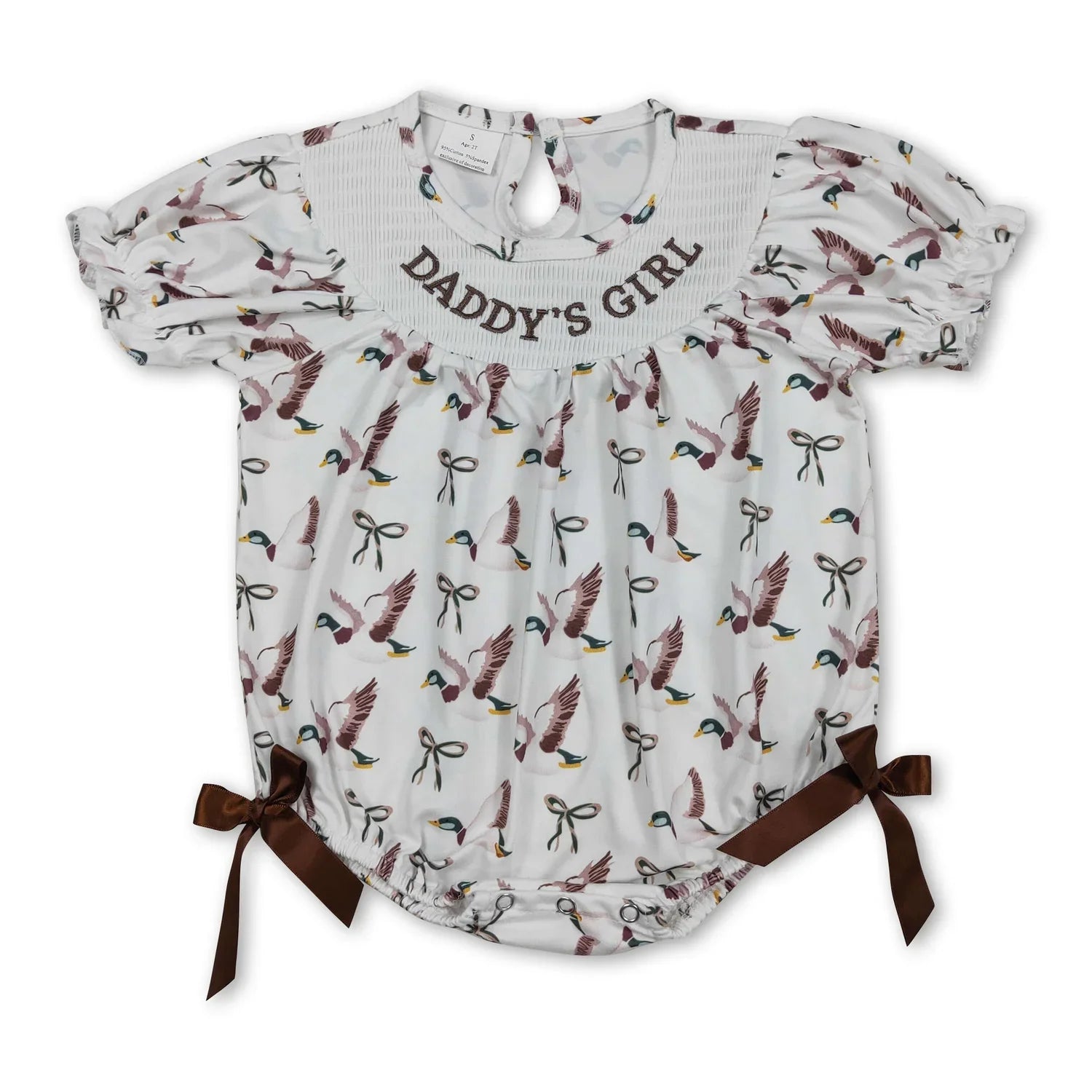 Daddy's Girl Duck Bow Baby Girl Romper Short Sleeves Cute And Fashionable Infant Outfit for Little Girls
