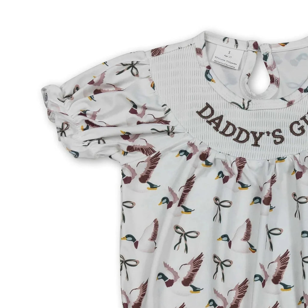 Daddy's Girl Duck Bow Baby Girl Romper Short Sleeves Cute And Fashionable Infant Outfit for Little Girls