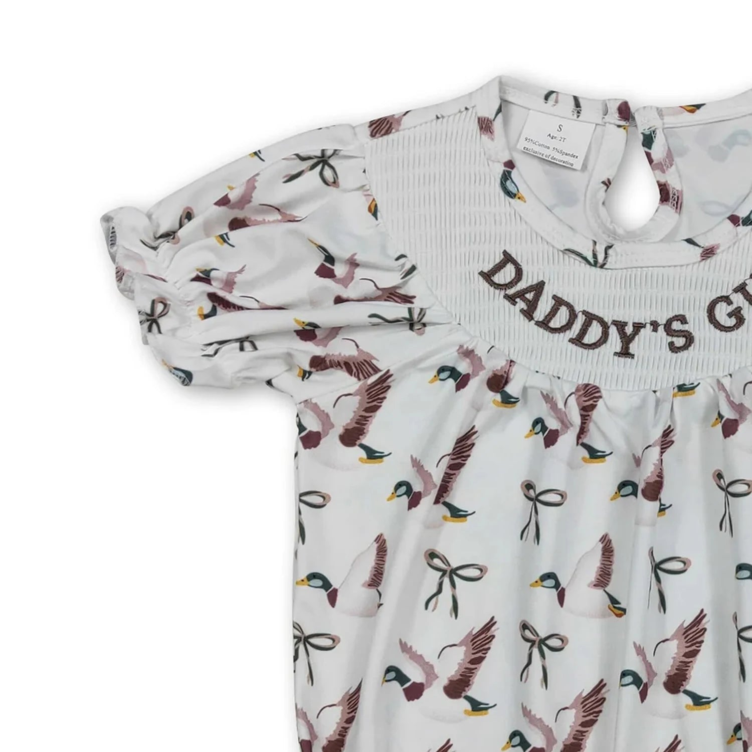 Daddy's Girl Duck Bow Baby Girl Romper Short Sleeves Cute And Fashionable Infant Outfit for Little Girls