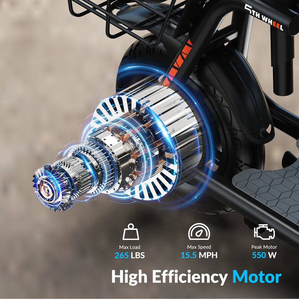 5TH WHEEL Adult Electric Scooter with Seat, Foldable E-Scooter 550W Motor, 20 Mile Long Range, 12" Pneumatic Tires Dual Disc Brake, LED Headlight Commuter Scooter for Teens & Adults