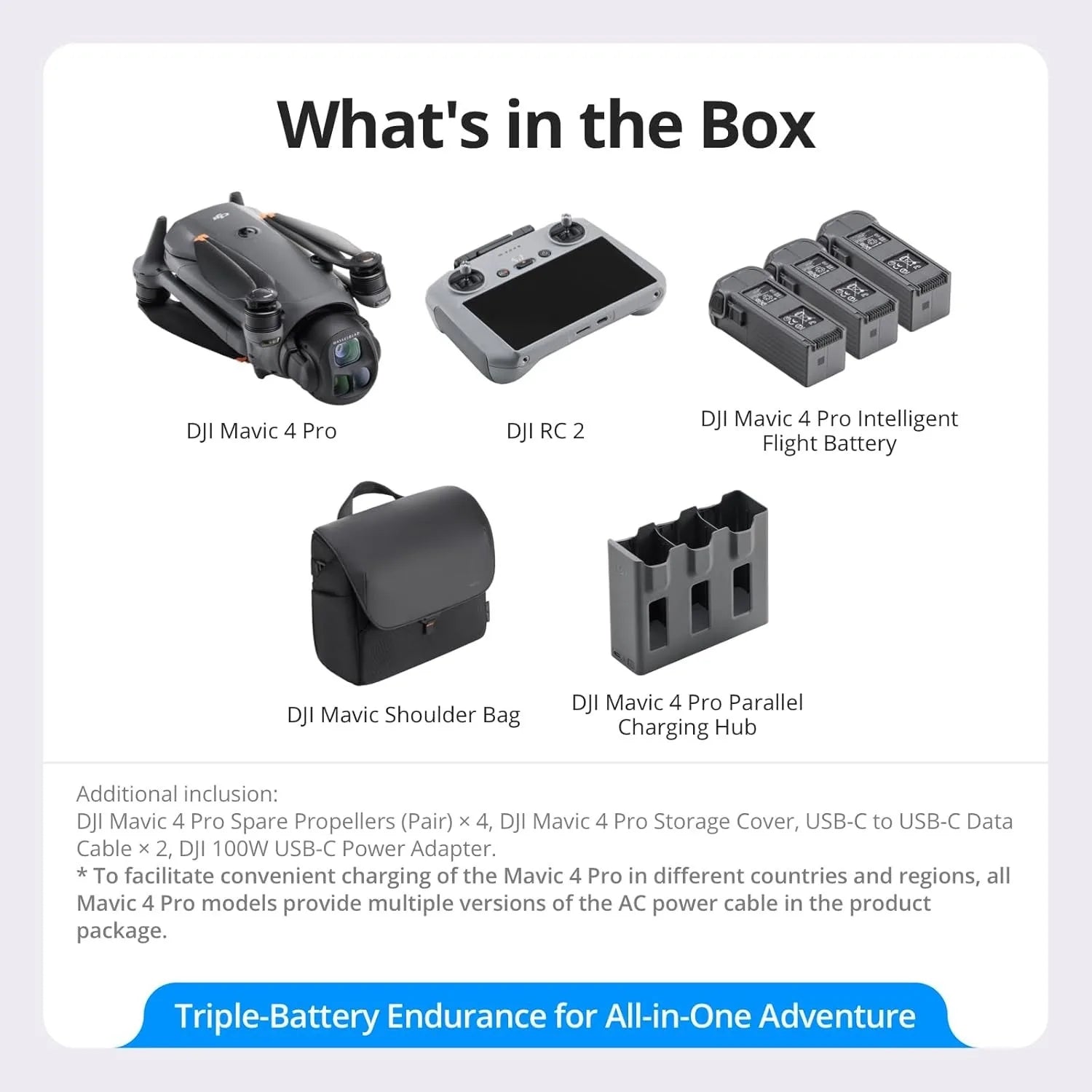 DJI Mavic 4 Pro Fly More Combo( RC 2), 100MP 4/3 Hasselblad Camera, Tri-Camera, 30km Transmission, 51min Flight Time