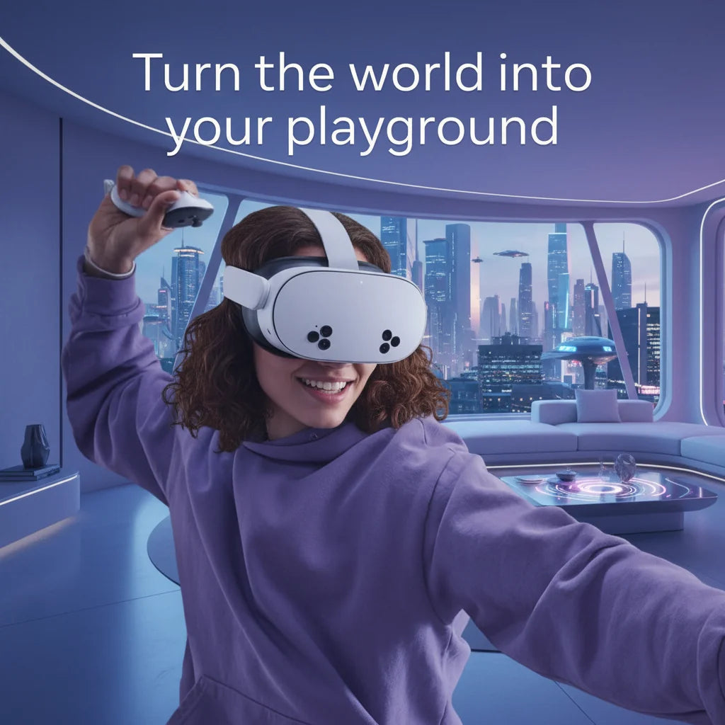 Meta Quest 3S 128GB Mixed Reality Headset, All-in-One VR/MR System, Unreal Experiences