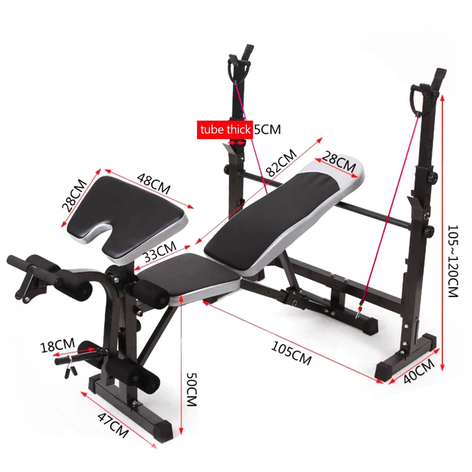 DARUPSUN Full Body Workout Exercise Machine for Home Gym Adjustable Weight Bench Press w/Barbell Rack