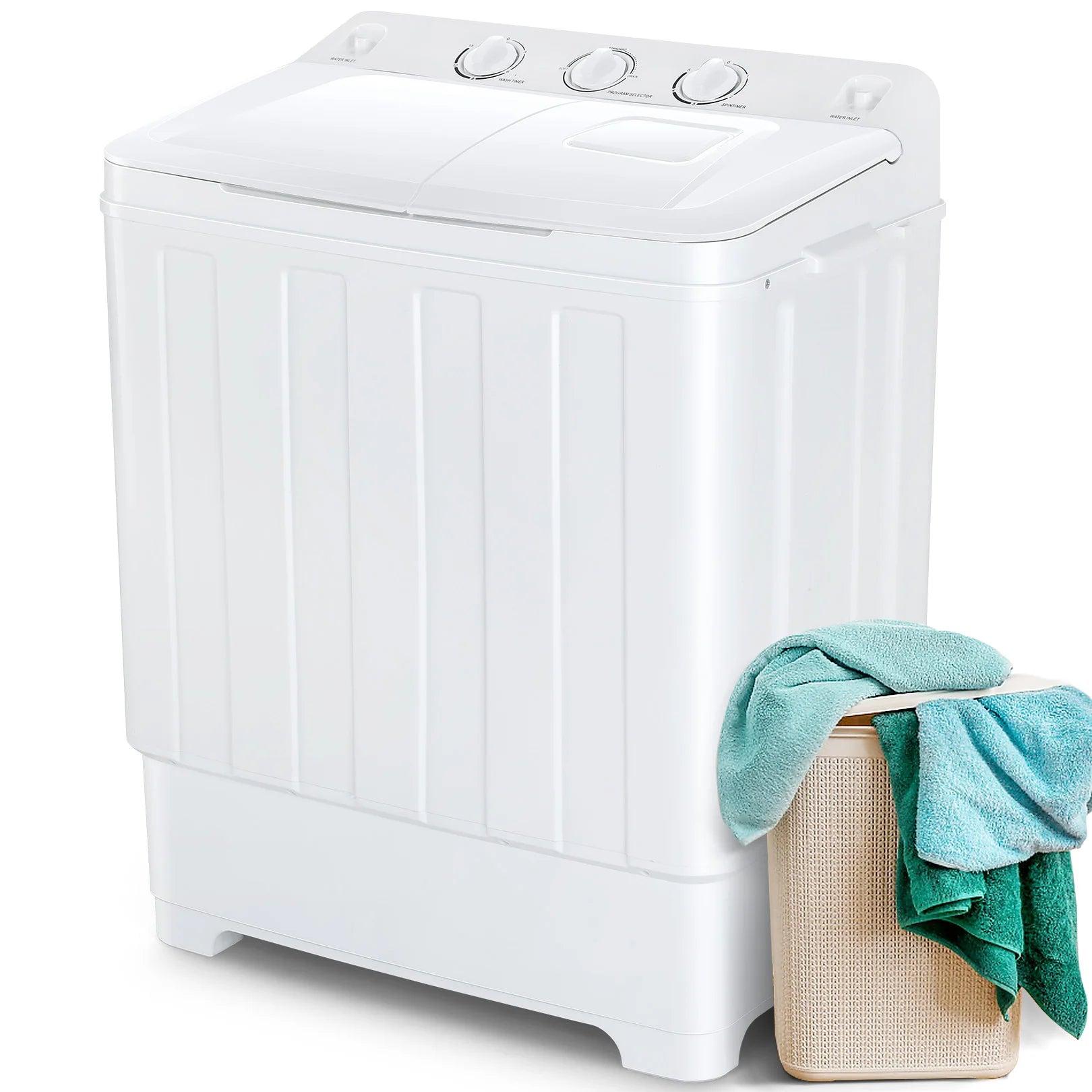 30Lbs Portable Washing Machine with Built-in Drain Pump, Washer and Spin Dryer Combo (19Lbs+11Lbs), for Apartments, Dorms, RVs