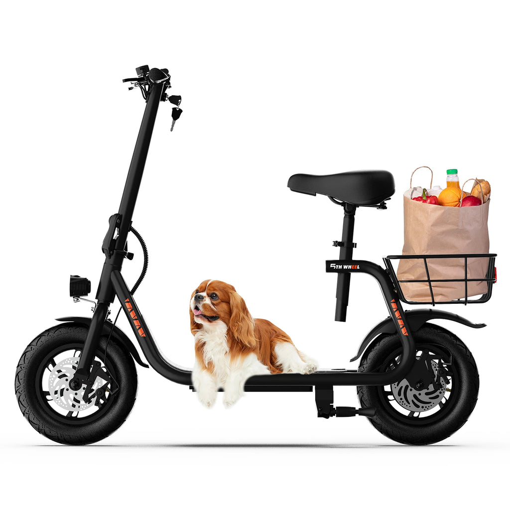 5TH WHEEL Adult Electric Scooter with Seat, Foldable E-Scooter 550W Motor, 20 Mile Long Range, 12" Pneumatic Tires Dual Disc Brake, LED Headlight Commuter Scooter for Teens & Adults
