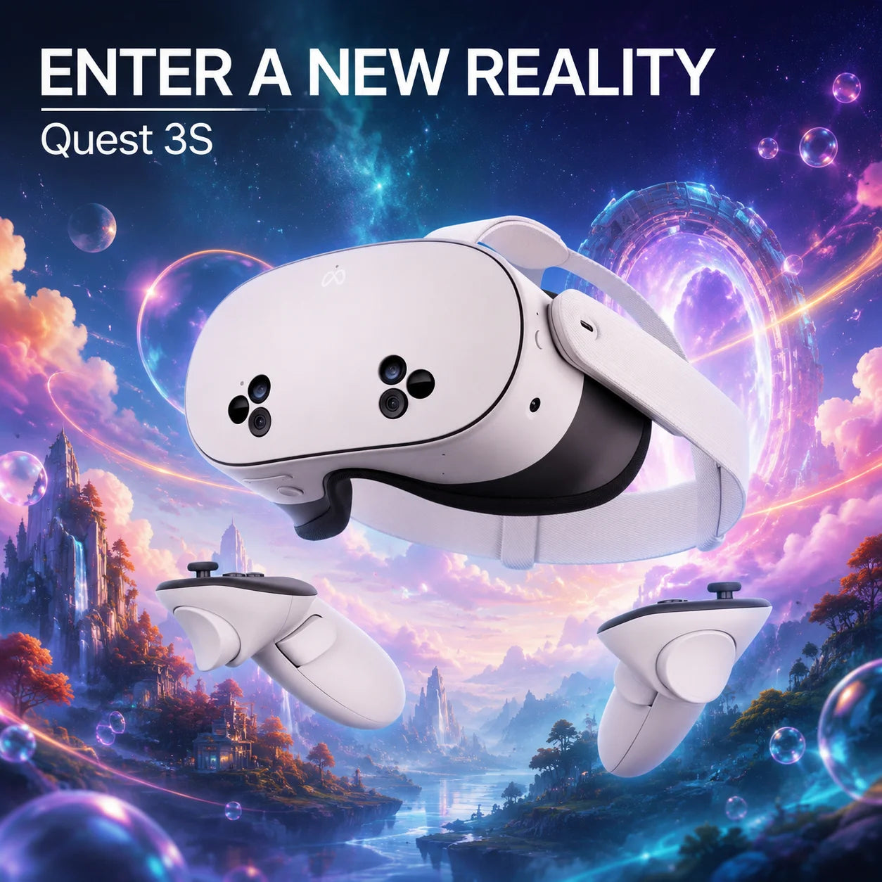 Oculus Quest 3S 128GB Mixed Reality Headset, All-in-One VR/MR System, Unreal Experiences