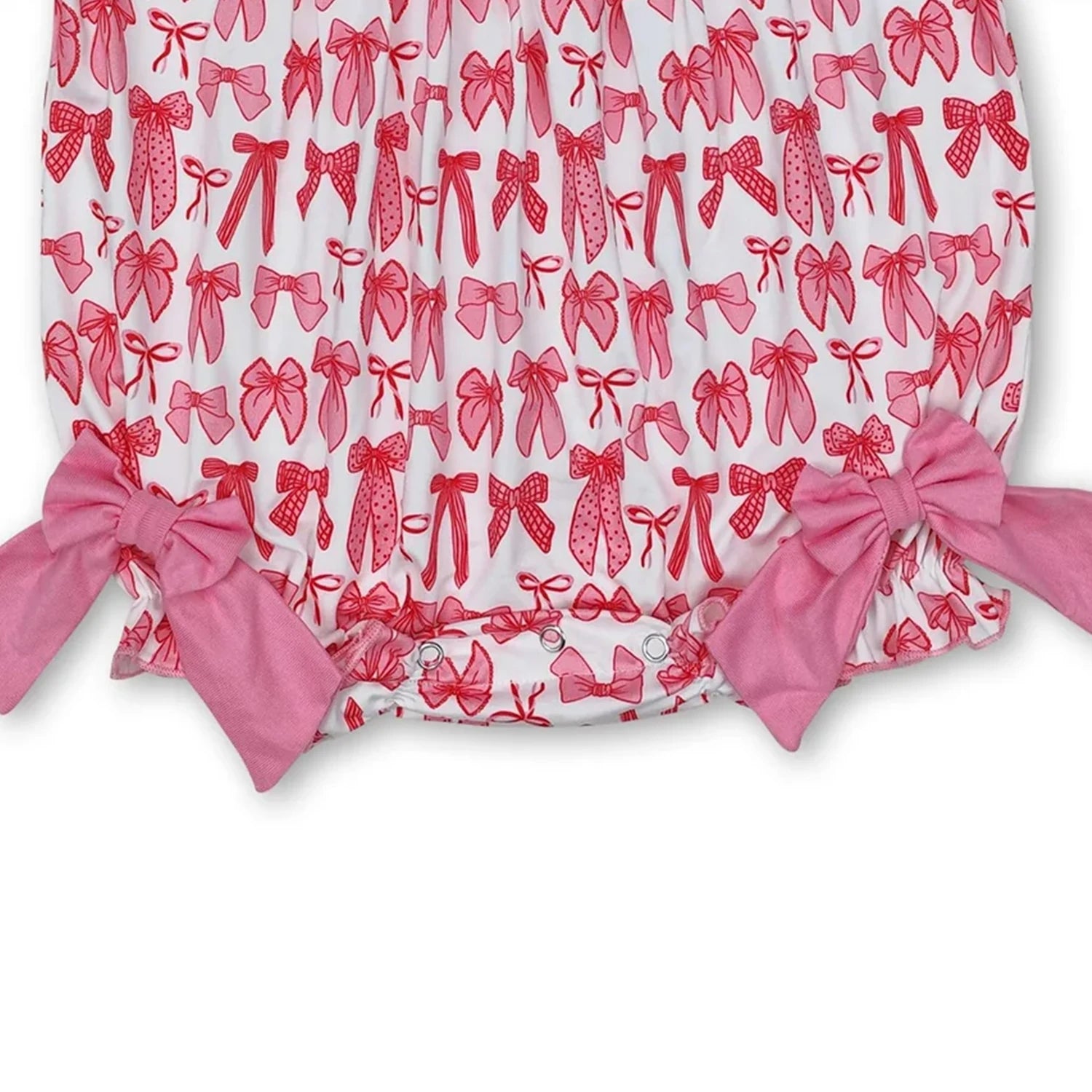 Mama's Bestie Smocked Bow Baby Girls Romper Short Sleeves Cute And Fashionable Infant Outfit for Little Girls