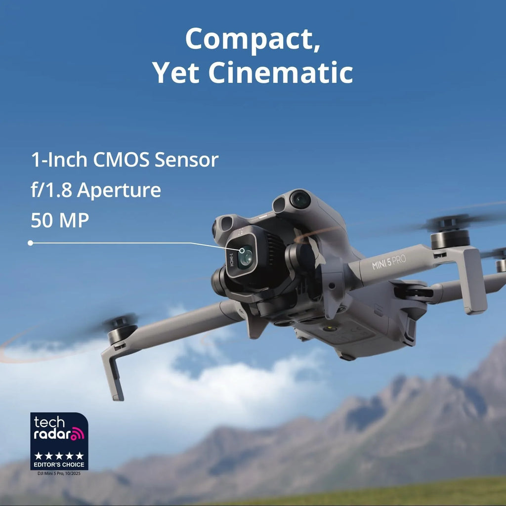 DJI Mini 5 Pro Fly More Combo w/ RC-N3, 1" CMOS 4K Drone, Omnidirectional Obstacle Sensing, ActiveTrack 360°, 3 Batteries