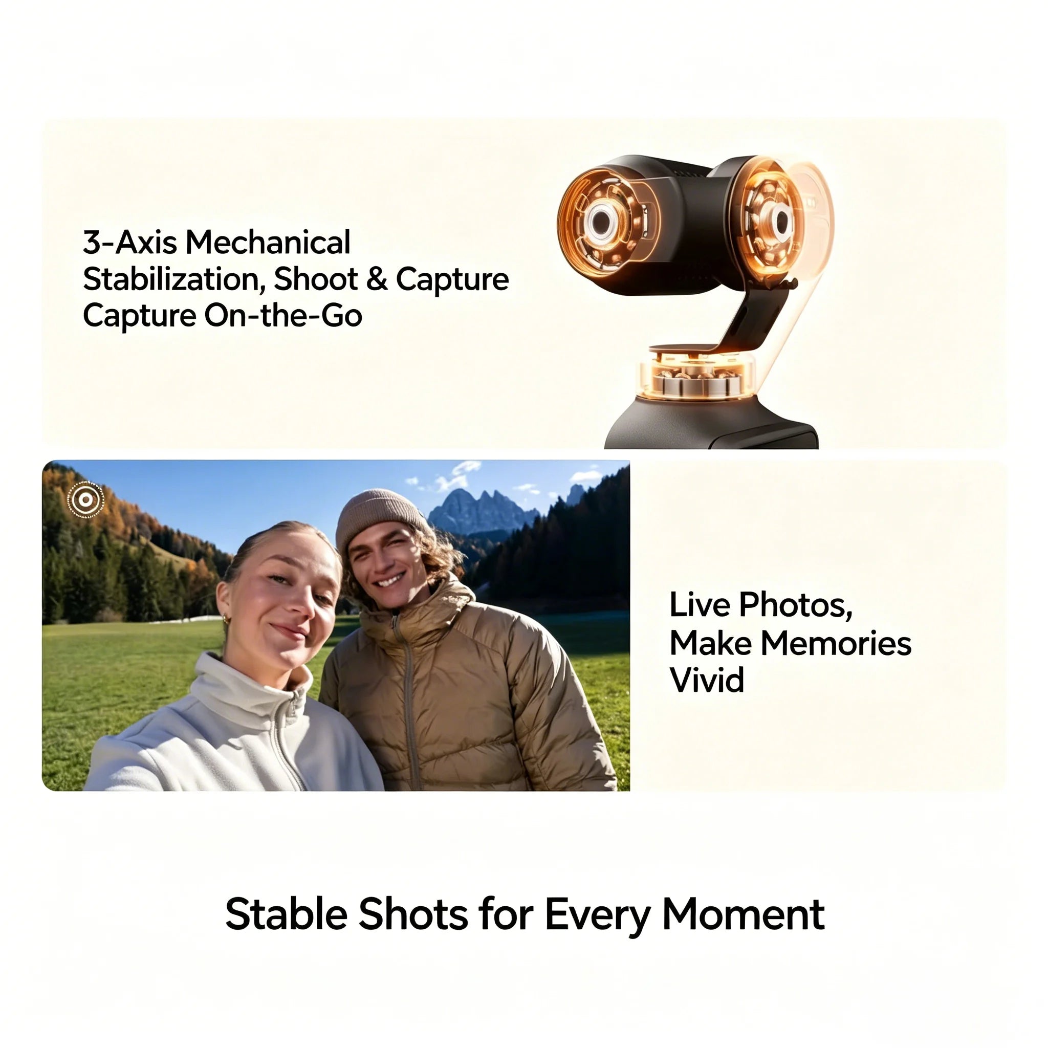 Pocket Gimbal Camera 1-Inch Sensor 107GB Storage ActiveTrack 7.0 Vlog Camera