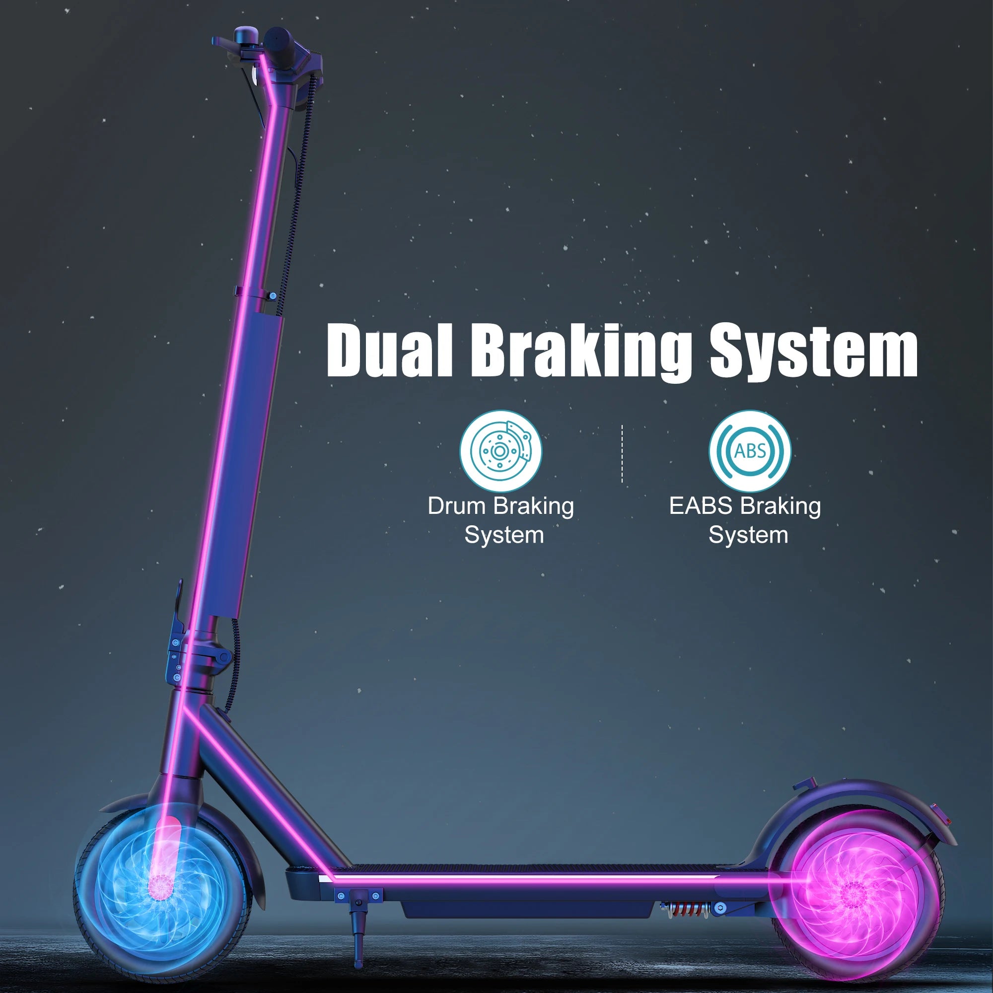 Electric Scooter 350W 25Mi Range 20Mph 8.5" Solid Tires Adults Foldable Cruise Control Dual Brake Shock Absorption