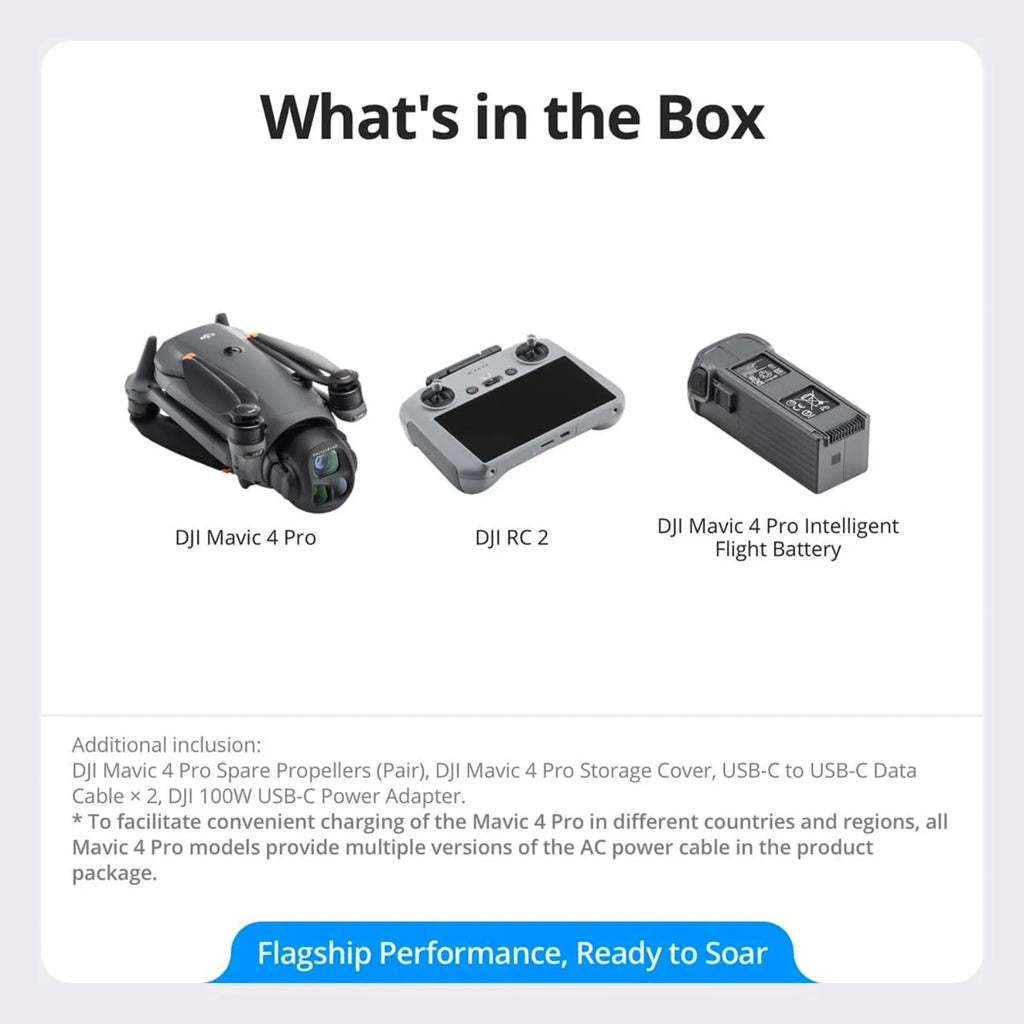 DJI Mavic 4 Pro Drone with DJI RC 2, 100MP 4/3 Hasselblad Camera, Tri-Camera, 30km Transmission, 51min Flight Time