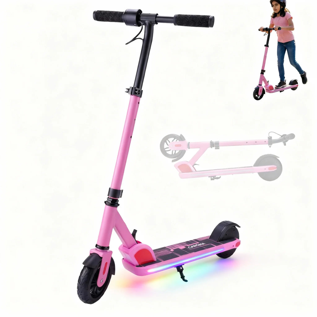 150W Electric Scooter Kids 6-12 10MPH 7Mi Range Colorful Lights Adjustable Height UL2272 1Year Warranty