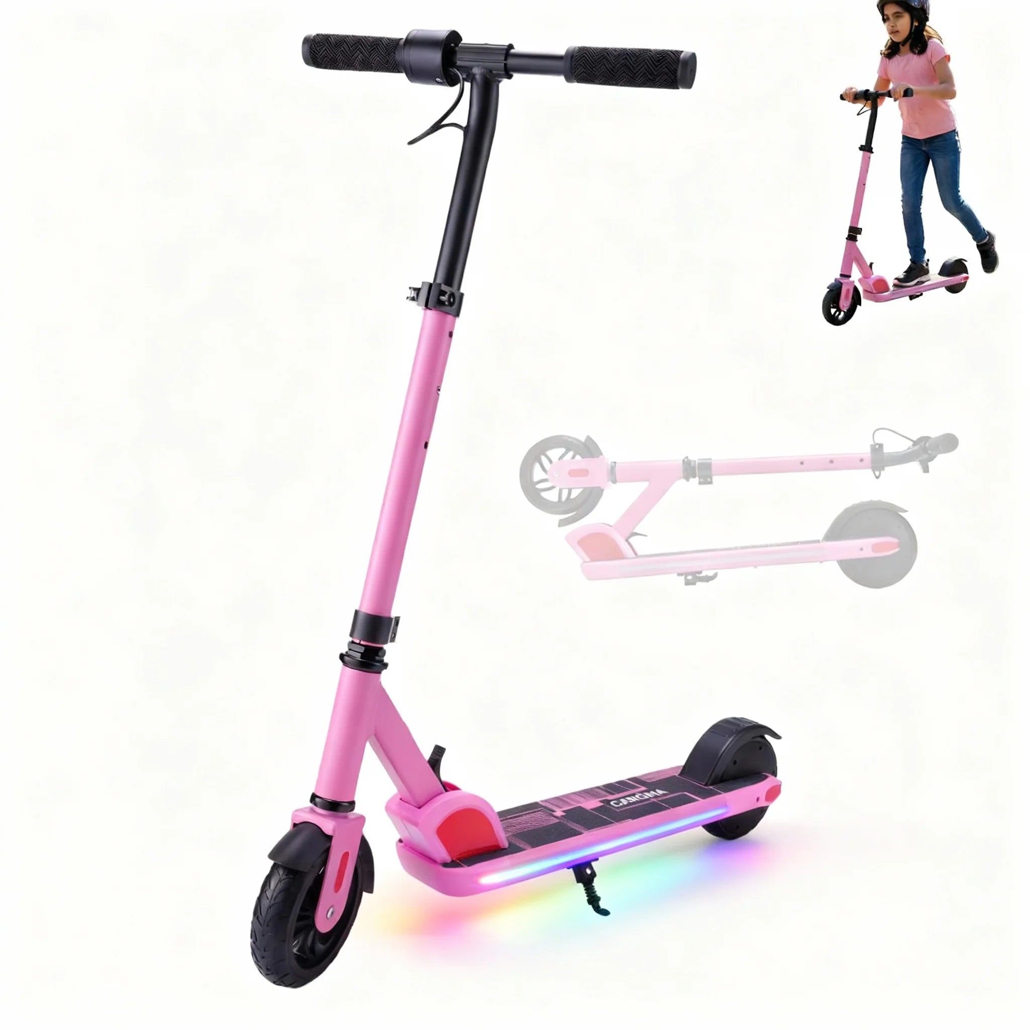 150W Electric Scooter Kids 6-12 10MPH 7Mi Range Colorful Lights Adjustable Height UL2272 1Year Warranty