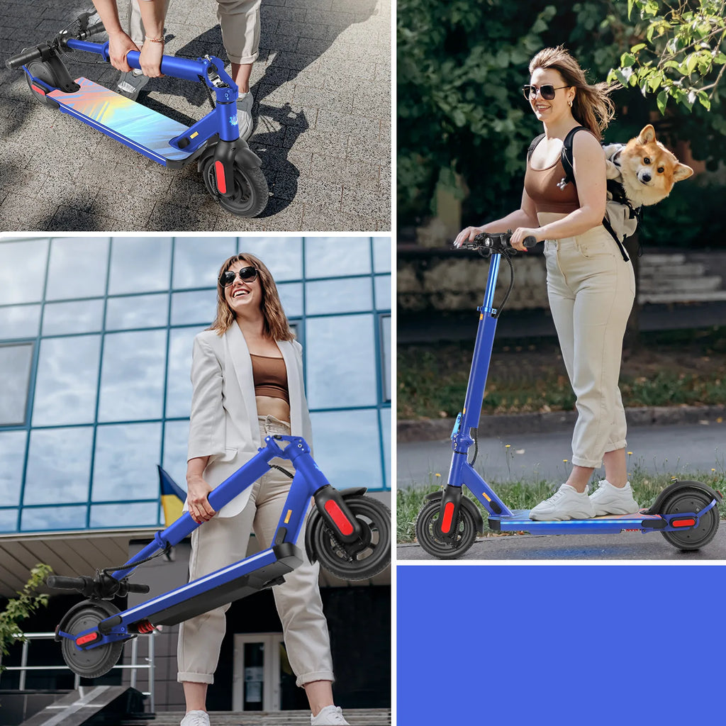 Electric Scooter 350W 25Mi Range 20Mph 8.5" Solid Tires Adults Foldable Cruise Control Dual Brake Shock Absorption