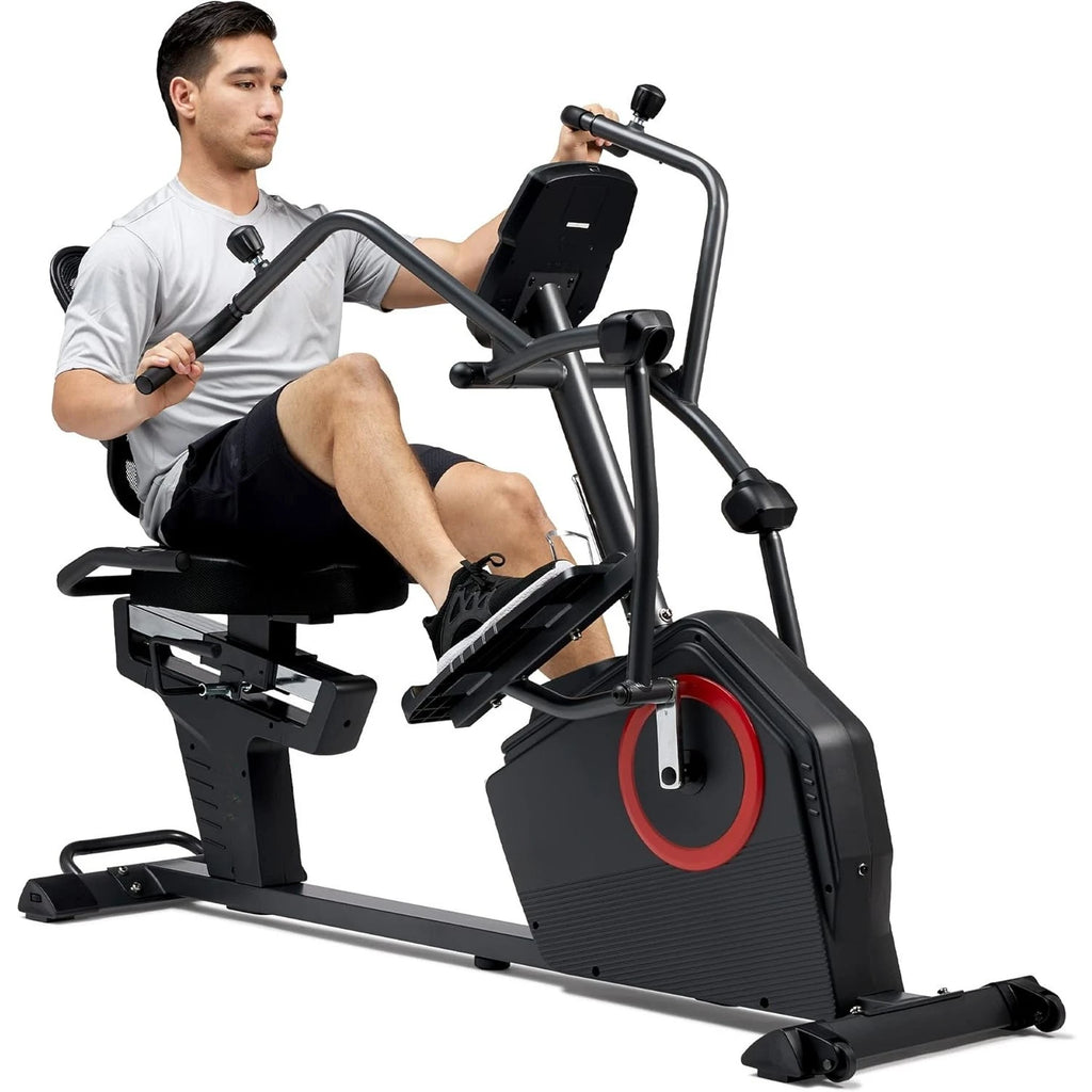 Recumbent Cross Trainer & Elliptical Machine with Arm Exercisers for Home Arm/Leg Training, Easy Adjust Seat & Mesh Backrest