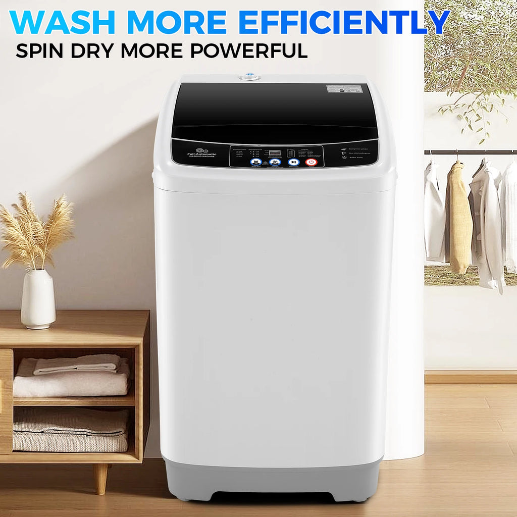 15.6Lbs Portable Fully Automatic Washing Machine, 10 Programs 8 Water Levels Selection, with Drain Pump and LED Display