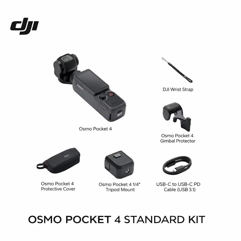 Pocket Gimbal Camera 1-Inch Sensor 107GB Storage ActiveTrack 7.0 Vlog Camera