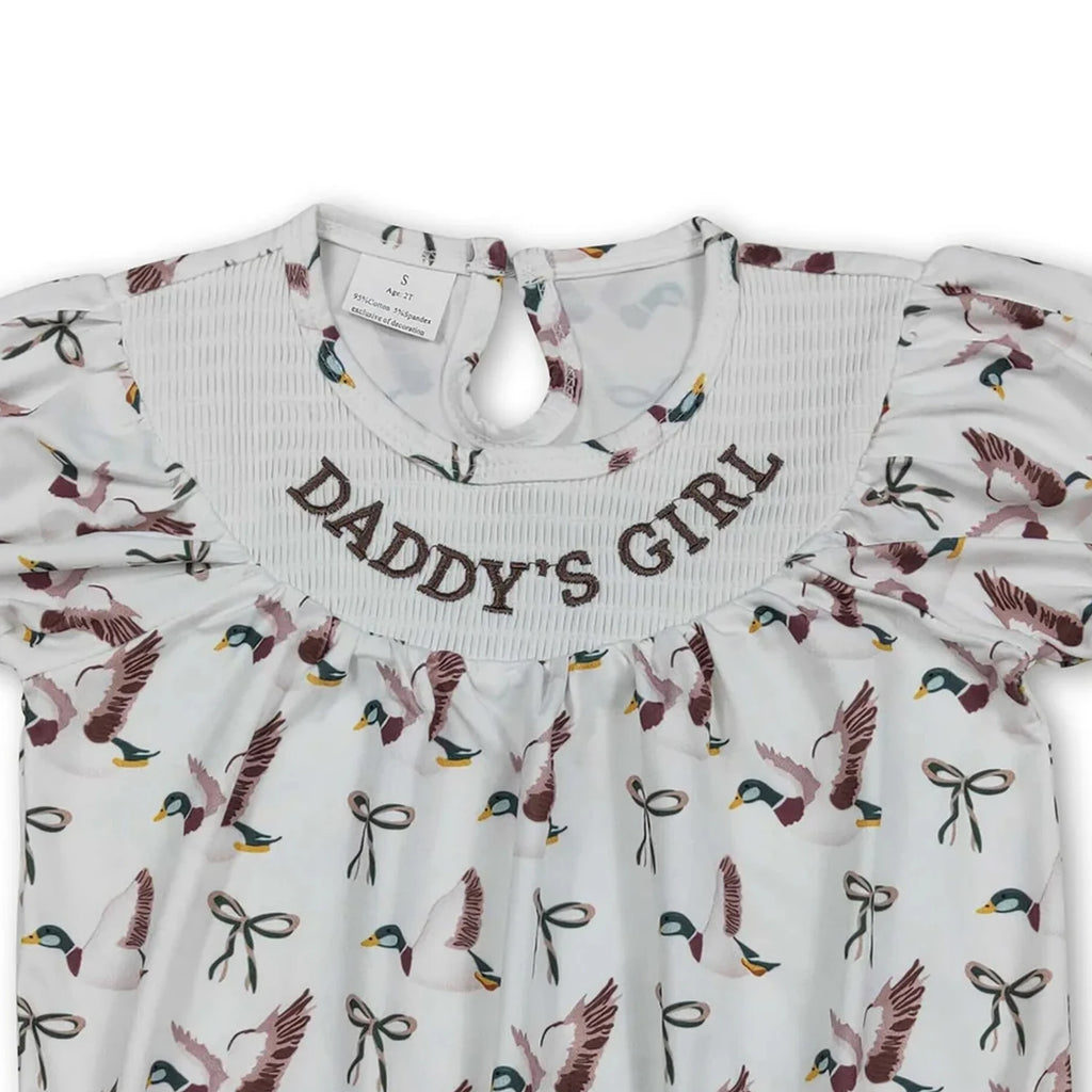 Daddy's Girl Duck Bow Baby Girl Romper Short Sleeves Cute And Fashionable Infant Outfit for Little Girls