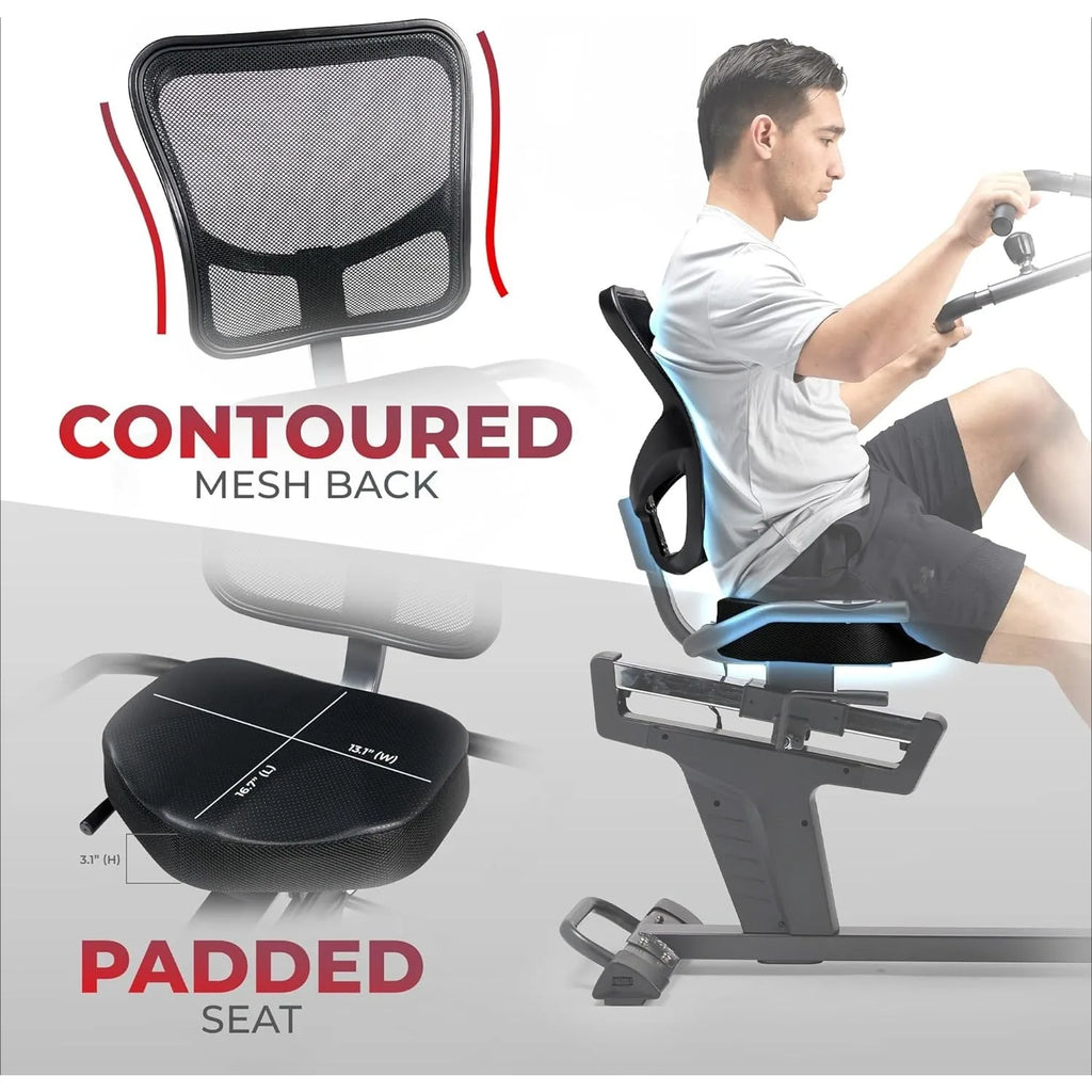 Recumbent Cross Trainer & Elliptical Machine with Arm Exercisers for Home Arm/Leg Training, Easy Adjust Seat & Mesh Backrest