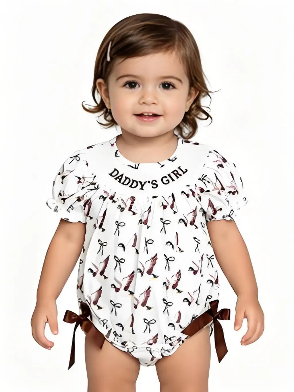 Daddy's Girl Duck Bow Baby Girl Romper Short Sleeves Cute And Fashionable Infant Outfit for Little Girls