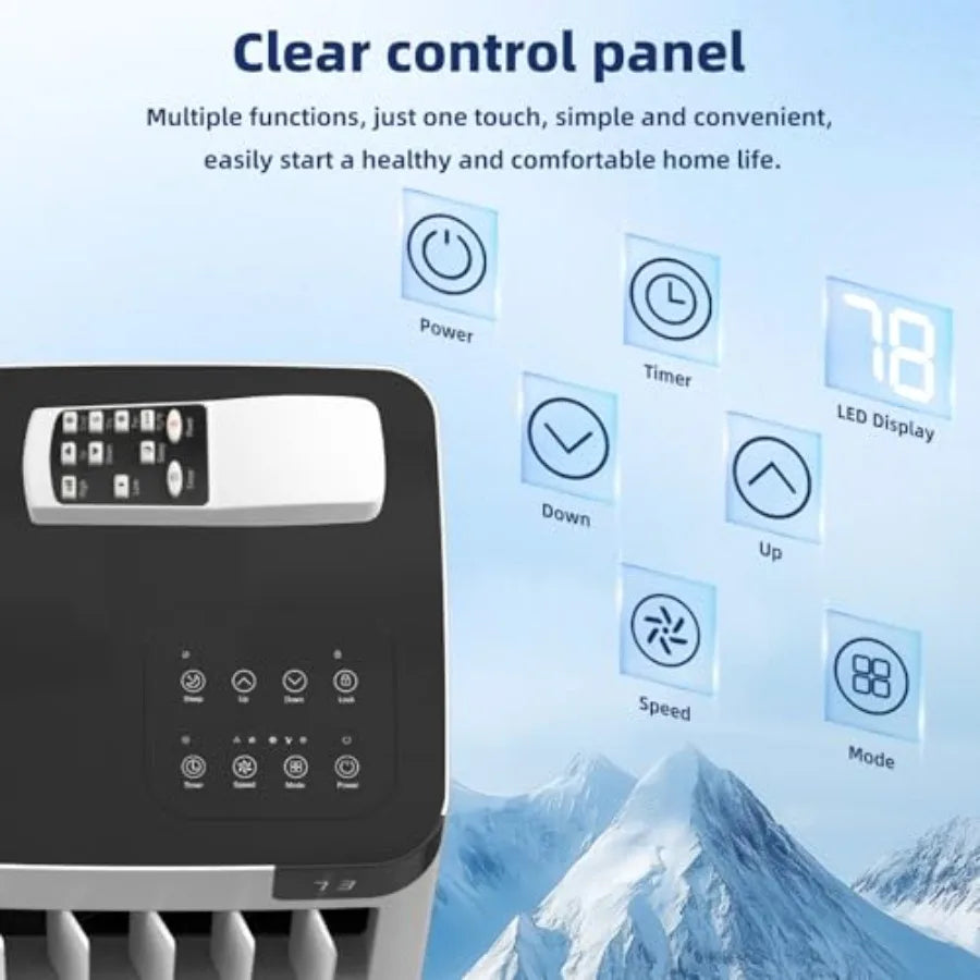 Portable Air Conditioner 10000 BTU for bedroom apartment use, white ABS plastic housing, quiet cooling with 5-in-1 modes cool/d