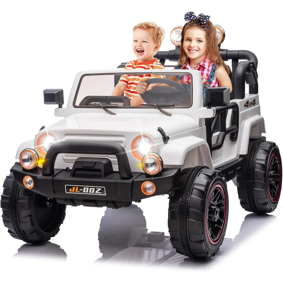 2 Seater Ride On Truck and Car Cover 12V 's Electric Car with Parental Remote Control Music Bluetooth MP3 Player LED Lights Spr