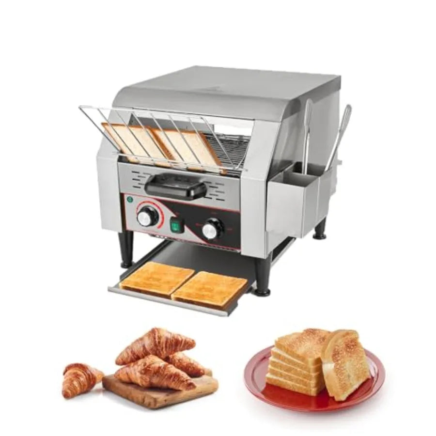 Commercial Electric Conveyor Toaster 1900W Stainless Steel 300 Slices/Hour for Restaurant Buffets Bagel Beard Heavy Duty with H