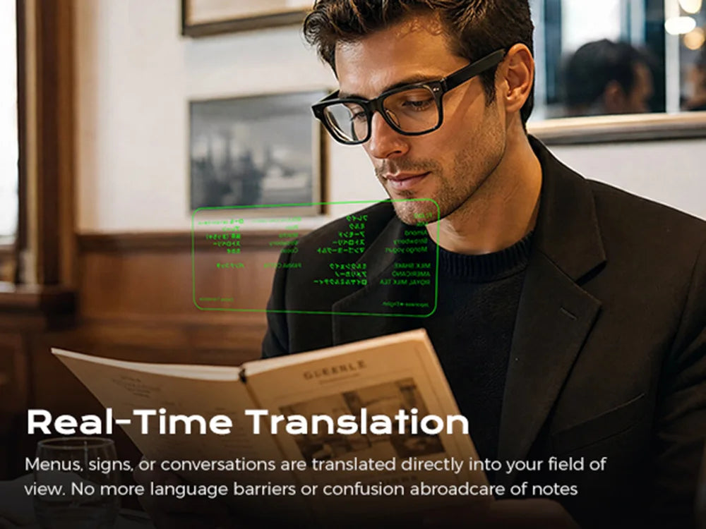 Domars AR Smart Glasses Take Photos Navigate in Real Time Translate Teleprompter Voice Assistant AI Glasses with 210 mAh Battery