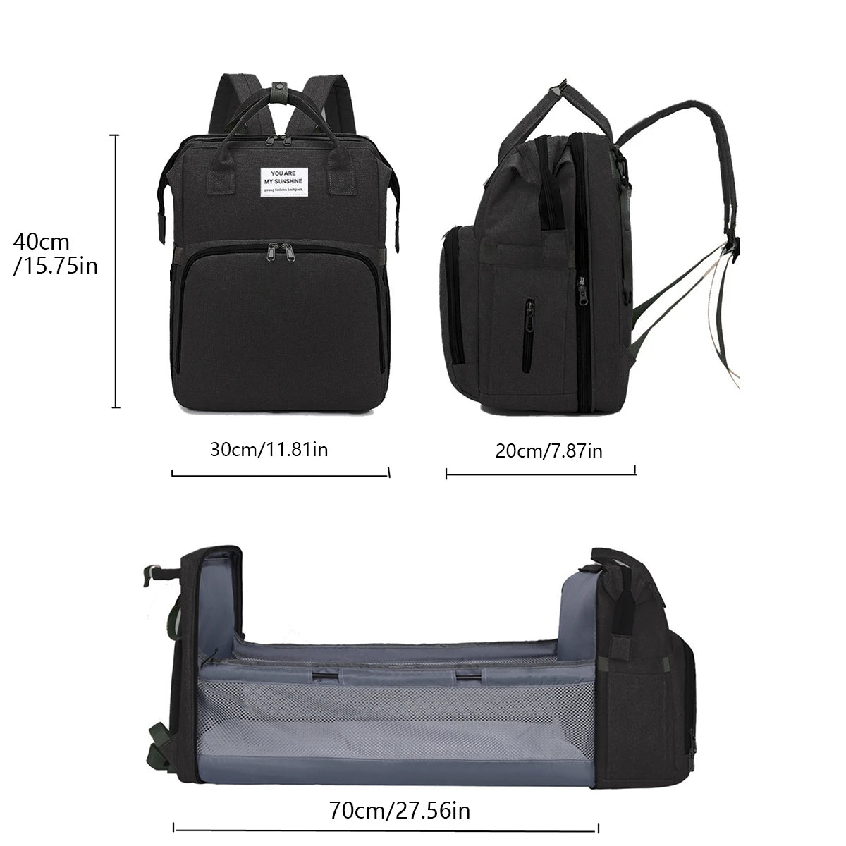 Folding Mommy Bag Lightweight Portable Folding Crib Bed Large-Capacity Baby Backpack Female Mommy Outting Bag Mummy Bag