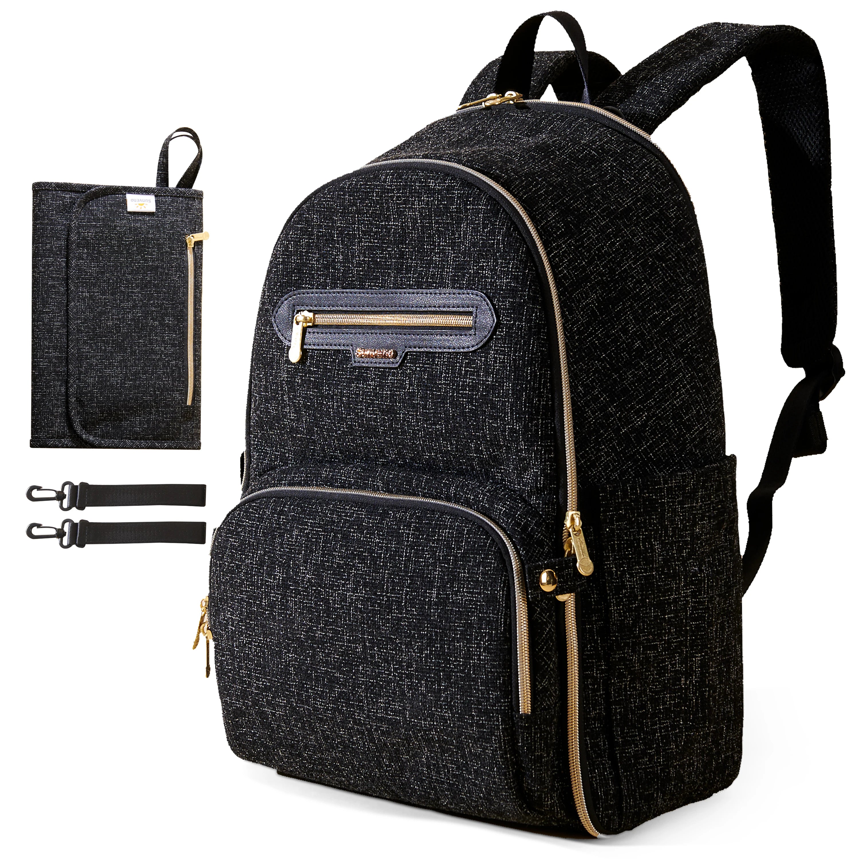 Sunveno Diaper Bag Backpack, Large Baby Nappy Bags with Portable Changing Pad for Moms Dads