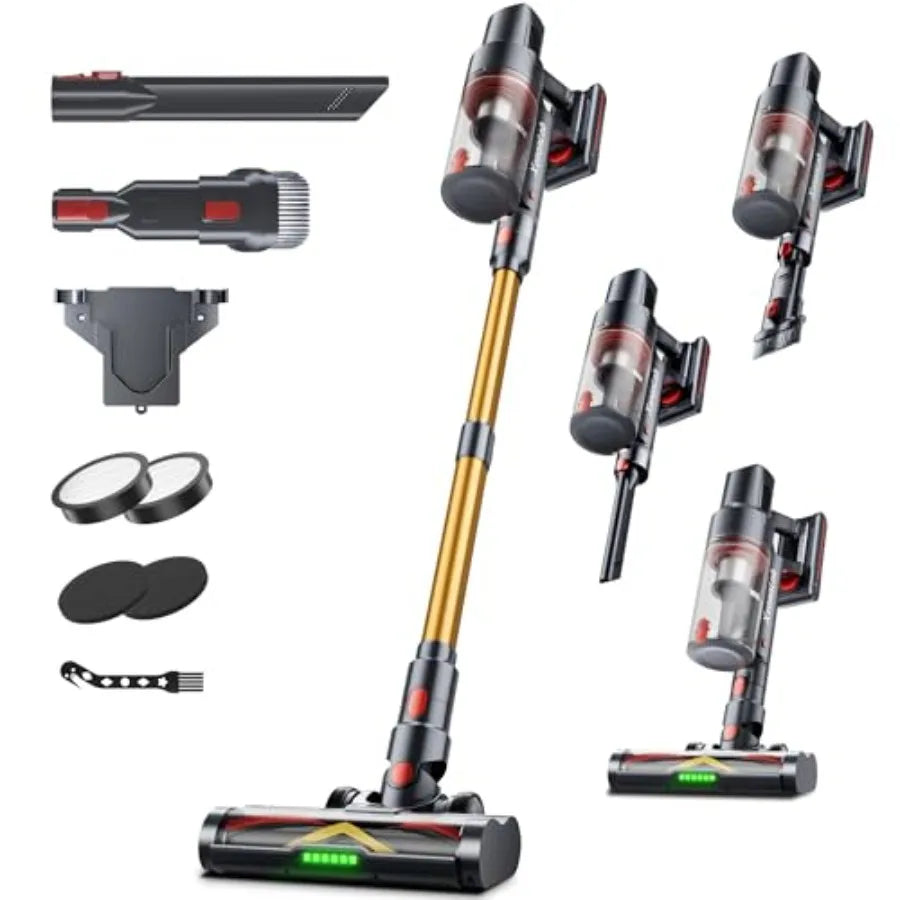 Cordless Vacuum Cleaner for Home Use: 75Mins Runtime, 55KPa Suction, 650W Power, Self-Standing Design, Rechargeable, Lightweigh