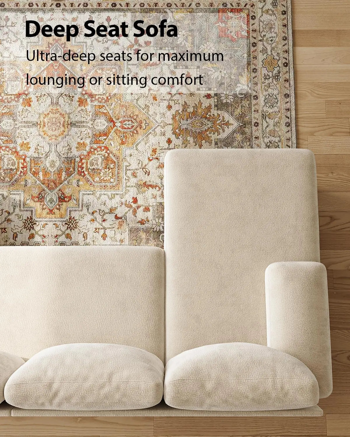 U-Shaped Sectional Couches for Living Room | 112 Inch Modern Sectional Couch | Warm White Chenille Sofa with Double, Customized