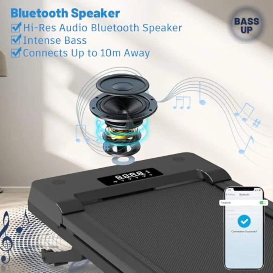 Under Desk Treadmill for Home Hiking with 12 9-Level Auto Incline 450 lbs Ccity Bluetooth Speaker Black 5 MPH