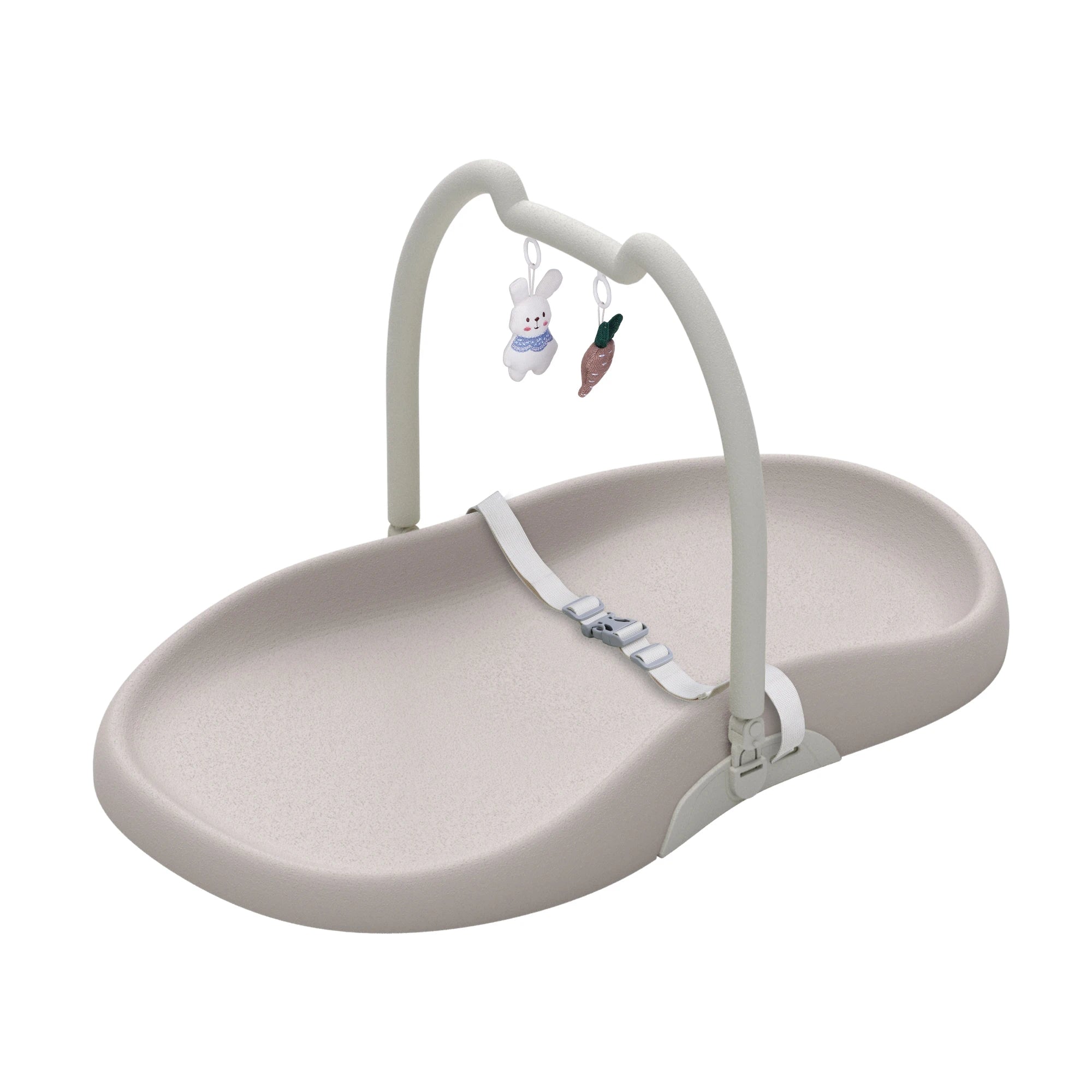 Baby Changing Mat with Safety Harness and Cat Ear Toys Shelf, Anti Roll Wedge Baby Changing Pad, Easy Wipe Clean Waterproof