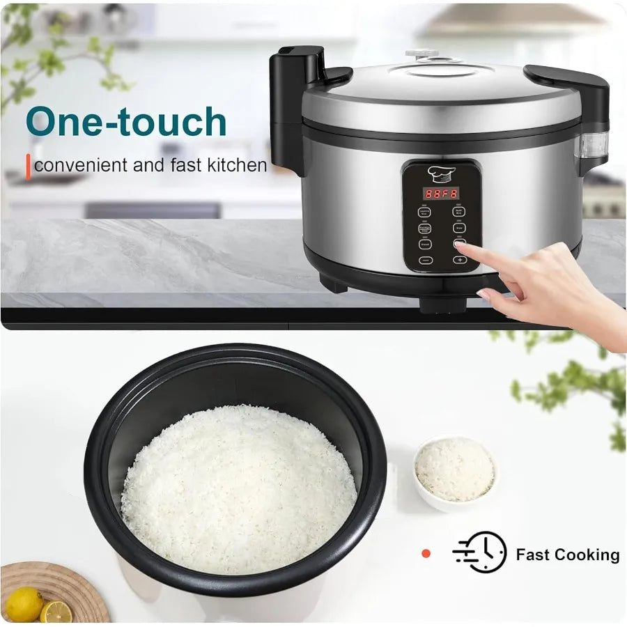 Large 15L Commercial Electric Rice Cooker 84 Cups Cooked 32 Cups Uncooked Stainless Steel One-Touch Operation Automatic Warm Fu
