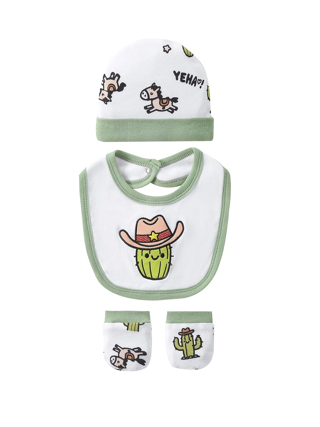 8-pc Cute Unisex Newborn Layette Sets Spring Summer, Hospital Home Outfits, Pants Hats Bibs Mittens Bodysuits Jackets Tops, for Outdoor