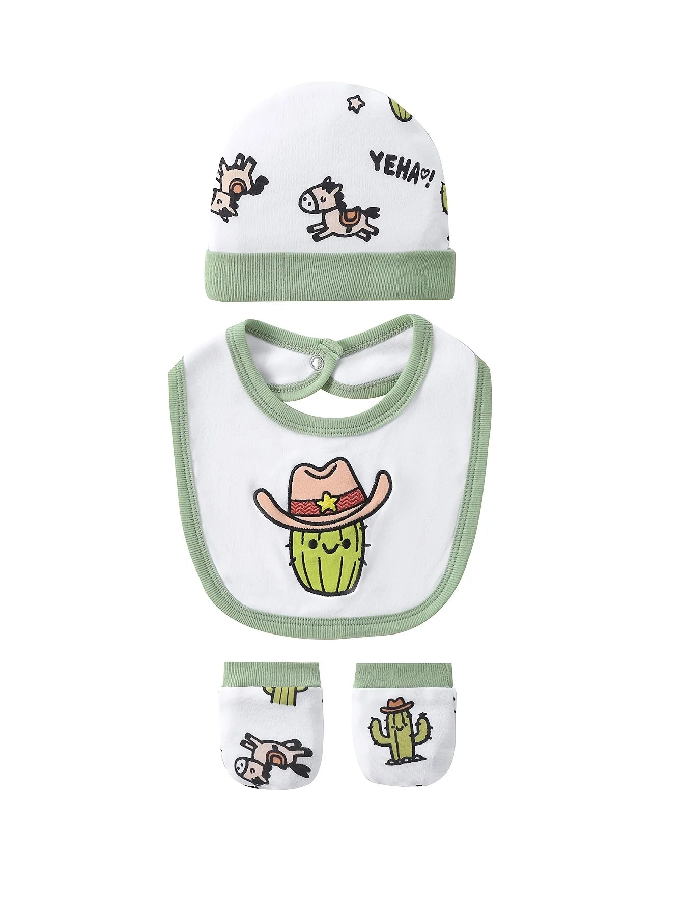 8-pc Cute Unisex Newborn Layette Sets Spring Summer, Hospital Home Outfits, Pants Hats Bibs Mittens Bodysuits Jackets Tops, for Outdoor