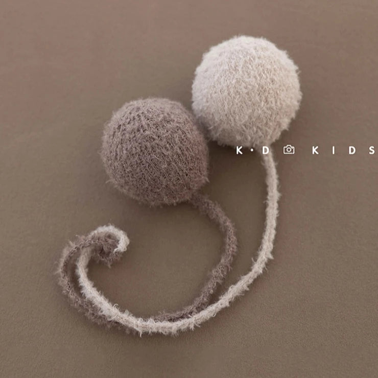 Newborn Photography Bear Costume Knitted Balloon Decorative Props Baby Plush Hat Jumpsuit Set Photo Studio Shooting Accessories
