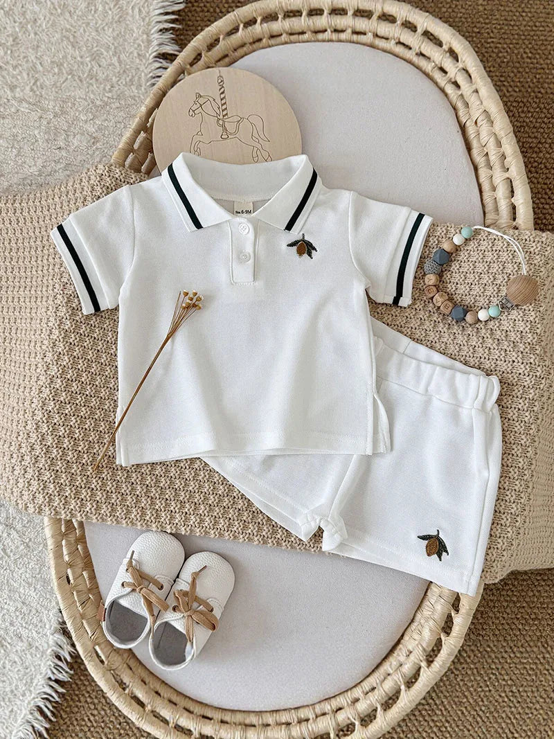 MILANCEL Summer Baby Clothes Set 6M-3T Thin Girls Polo Shirts Suit Embroidery Toddler Outfit Breathable Infant Boys 2PCS