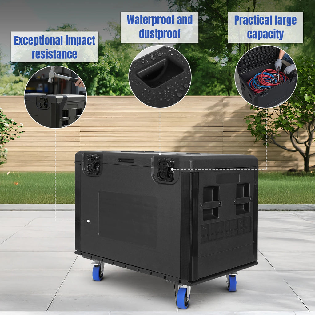 Professional Wires Spare Parts Box with Wheels for Pro Audio & DJ Equipment Storage Stack Flight Case Waterproof 35x22x24 Inches
