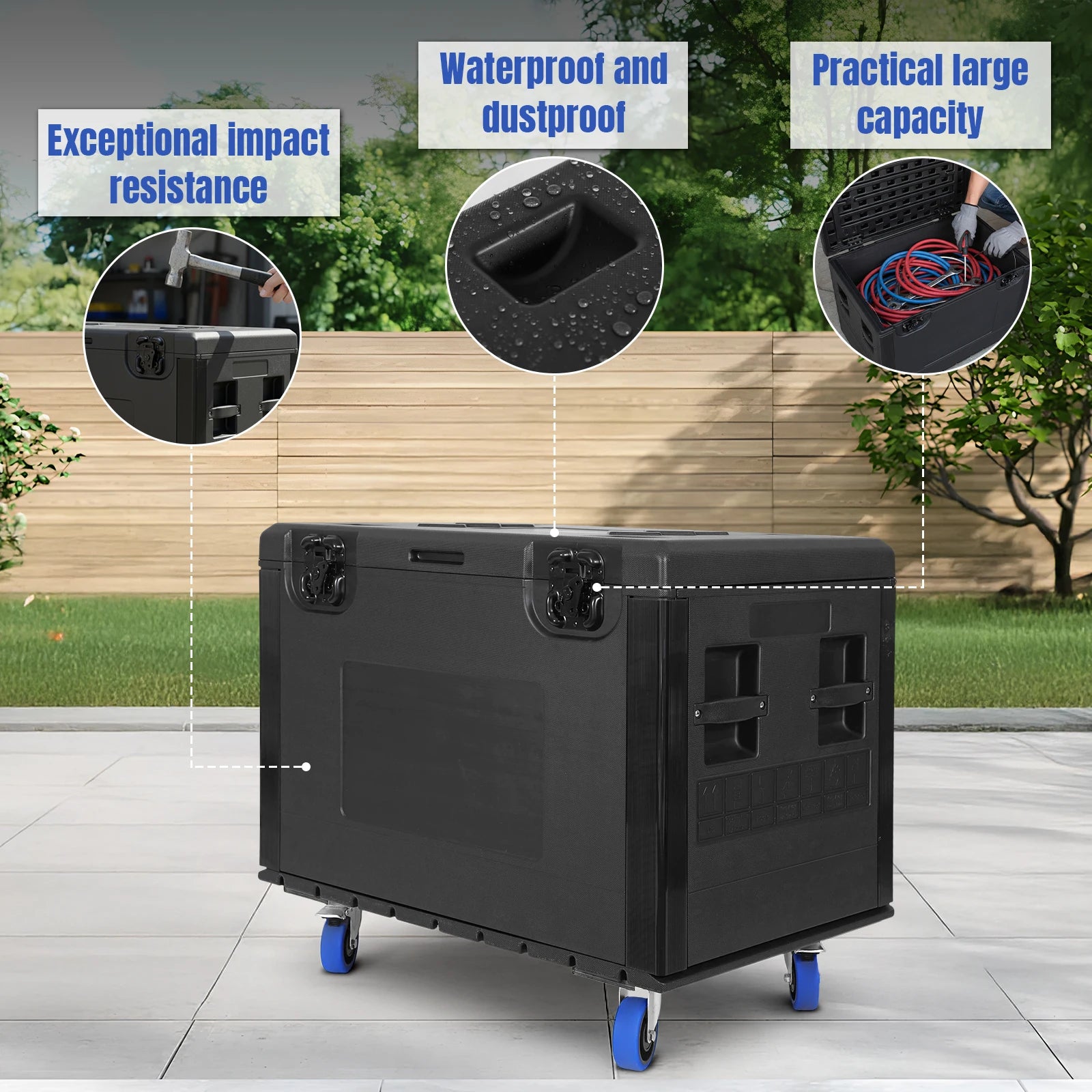 Professional Wires Spare Parts Box with Wheels for Pro Audio & DJ Equipment Storage Stack Flight Case Waterproof 35x22x24 Inches
