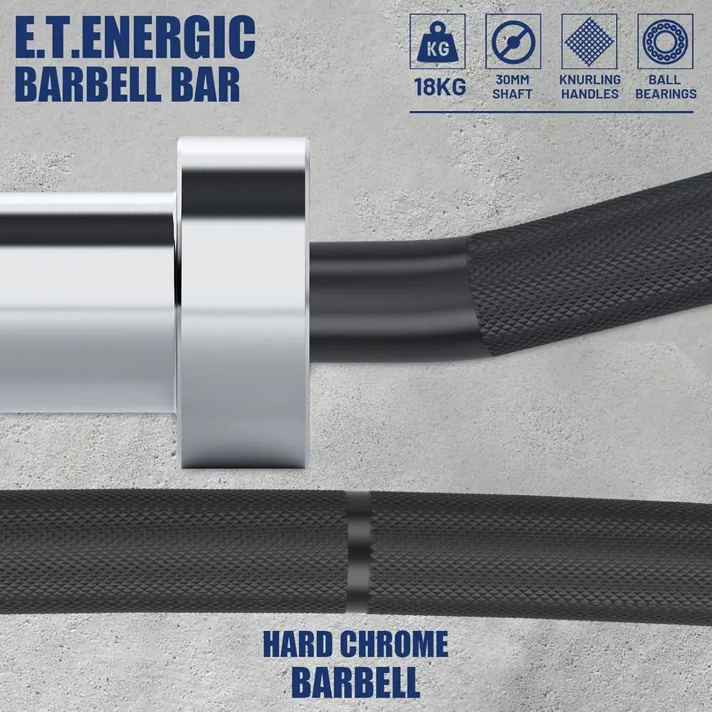 7ft Curved Barbell with 1000LB Load Capacity, Men's Bar featuring Hard Chrome Sleeves or 2 Plates