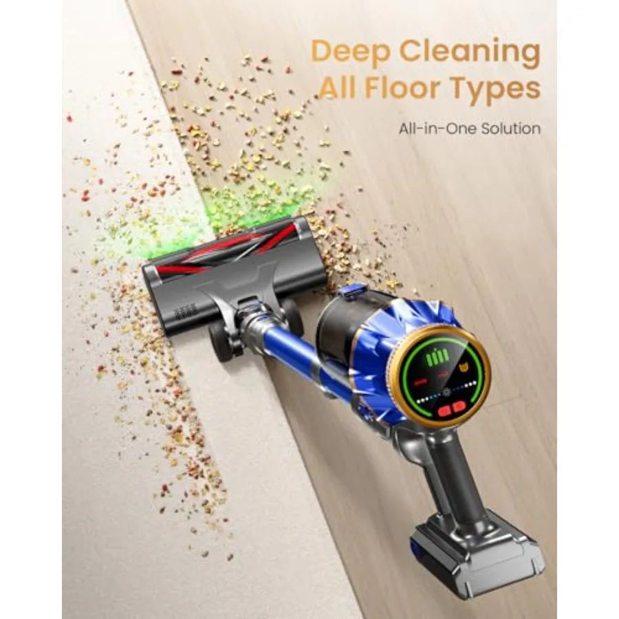 Cordless Vacuum Cleaner for Home Use, ABS Plastic, Black, 650W Power with 55KPA Suction, 70-Min Runtime, Self-Standing Design,