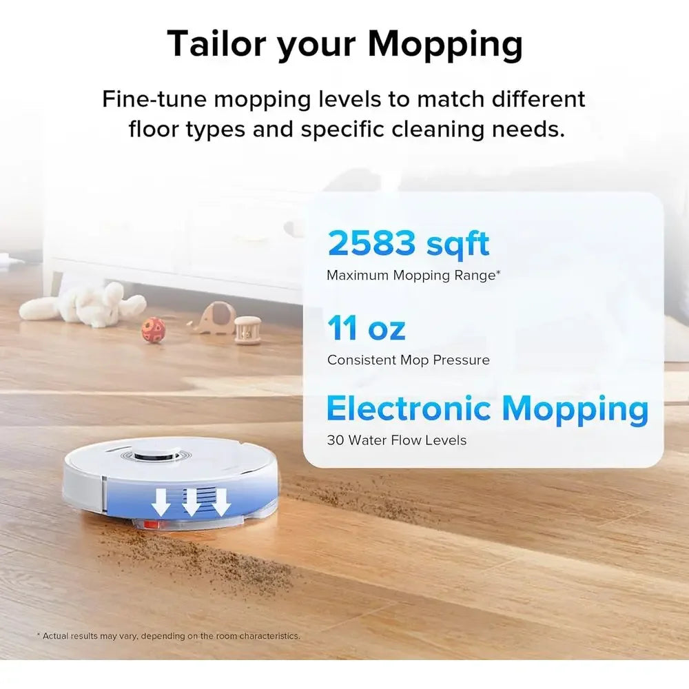 Auto-Empty Robot Vacuum and Mop for Hands-Free Cleaning, APP-Controlled, 4200Pa Suction, 180min Runtime
