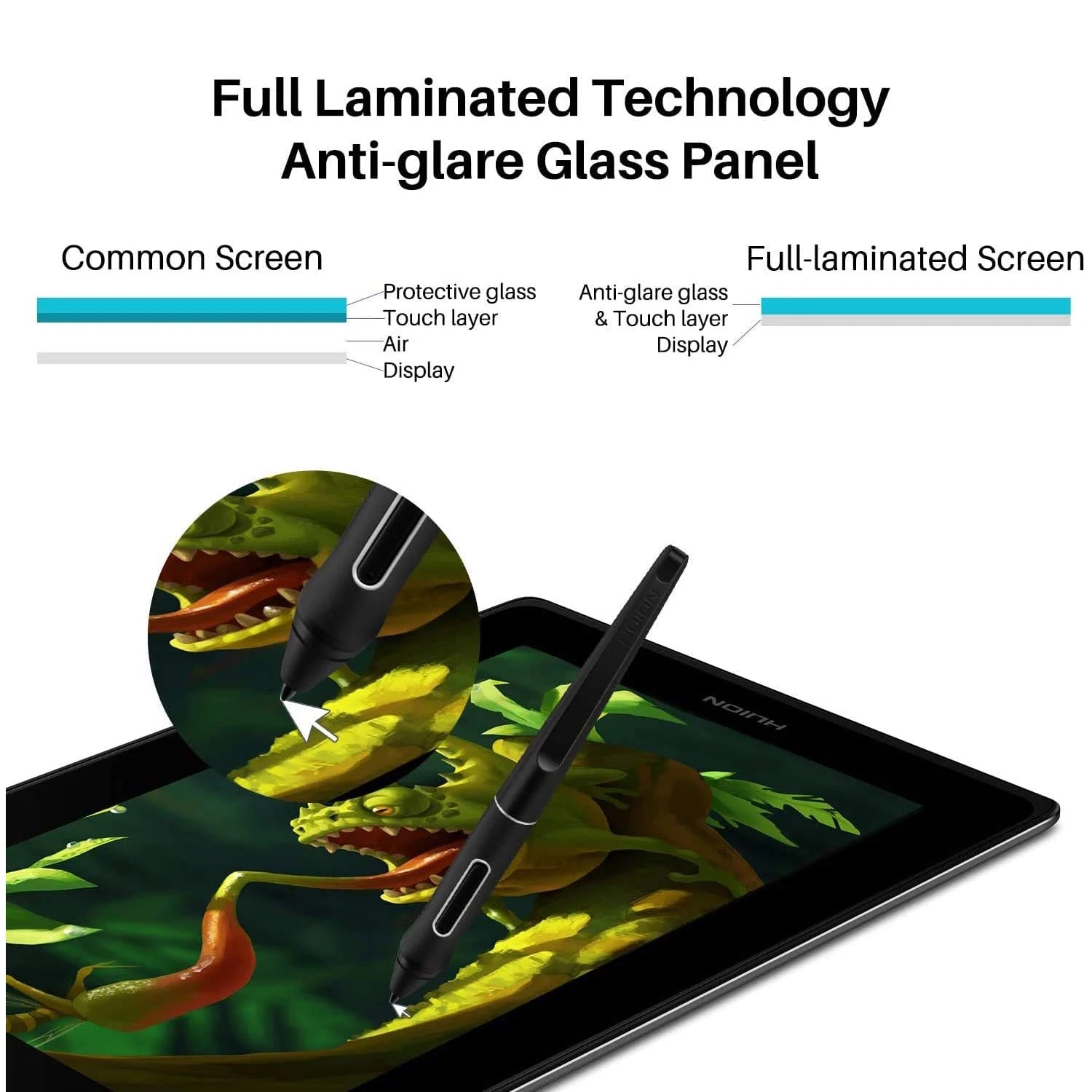 Huion Kamvas Pro 12 Graphics Tablet with Screen 11.6 Inch Digital Drawing Monitor Full-Laminated Pen Display with Foldable Stand
